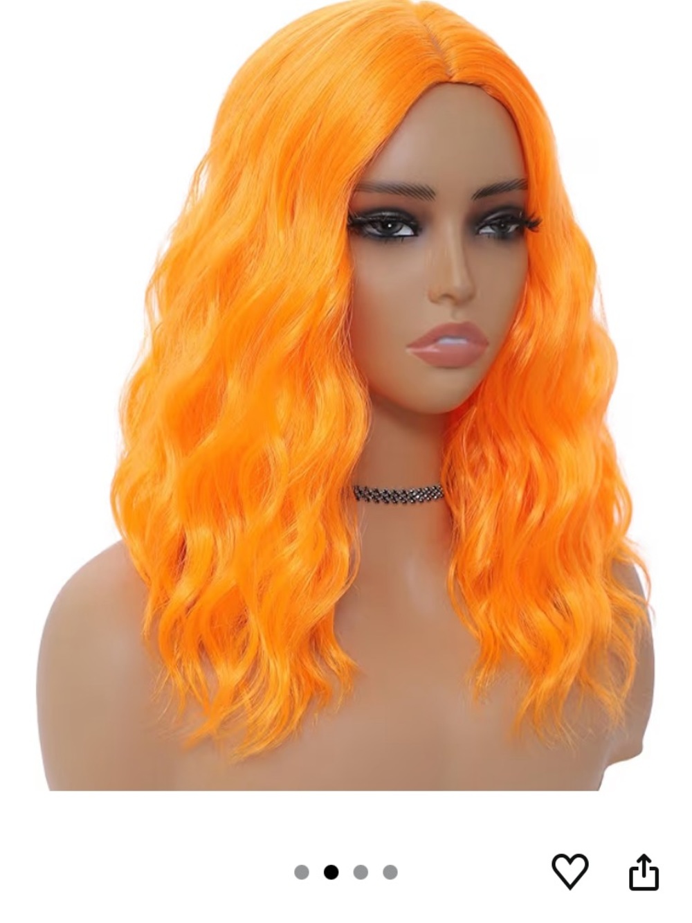 Vibrant Orange Wavy Synthetic Wig - Women Hair